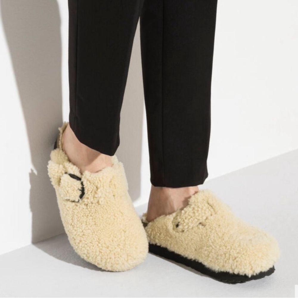 Birkenstock Papillo Big Buckle Platform Boston Sherpa Clogs